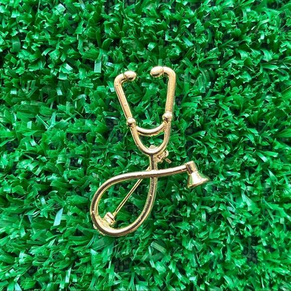 Stethoscope Gold Pin/ Brooch Lapel - Picture 6 of 6